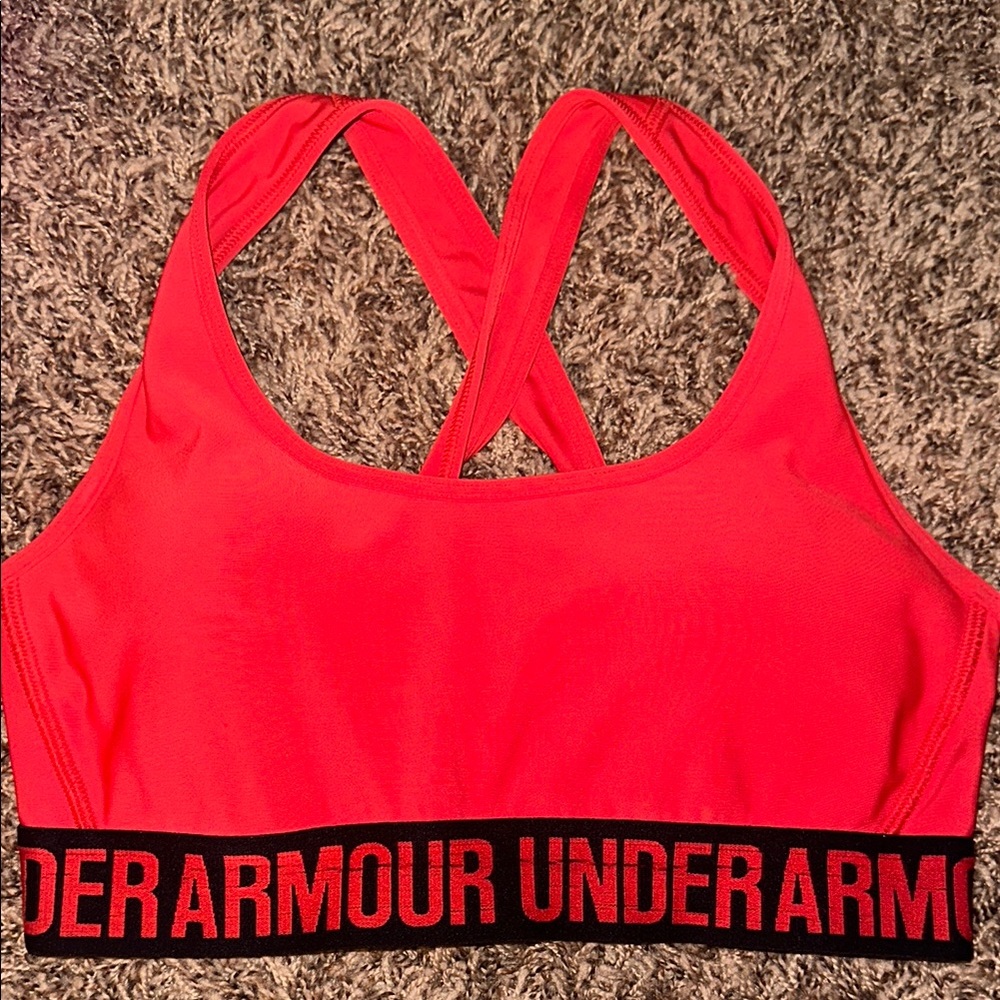 Under Armour Red Sports Bra with Crossed Straps